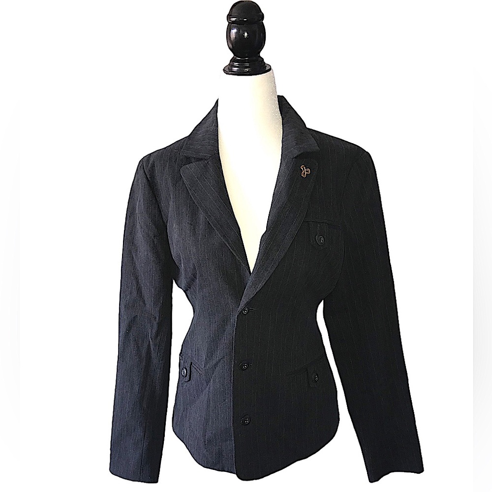 Vintage 90/00’s TNA herringbone three button blazer, SZ Medium/Colour Coal